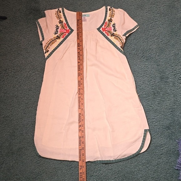 Karlie Women's Boho Embroidered Dress Top Small Cotton Linen Cap Sleeve Lined - Picture 10 of 11